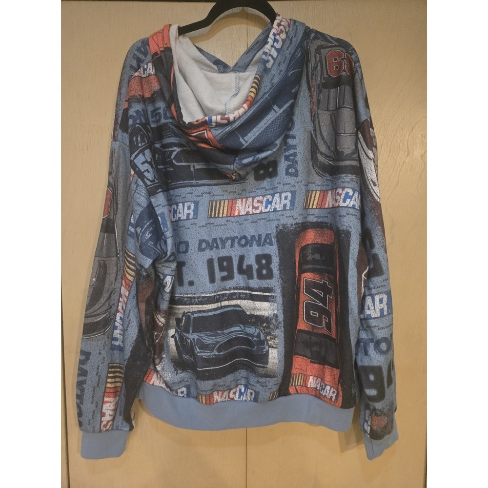 NASCAR Daytona 500 All Over Print Hoodie Mens XL Blue Racing Pullover 46 63 - Picture 2 of 6